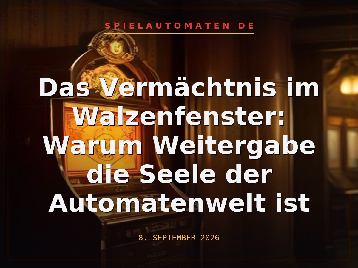 Das Vermächtnis im Walzenfenster: Warum Weitergabe die Seele der Automatenwelt ist